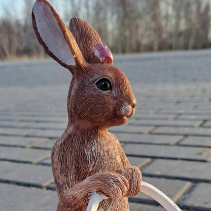 Figurka wielkanocna zajączek z koszyczkiem osłonka na rzeżuchę owies