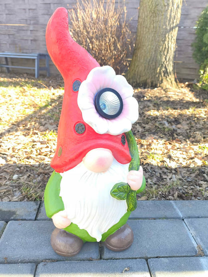 Solarny skrzat 18,5 x 16 x 41 cm Figurka ogrodowa krasnal lampa solarna