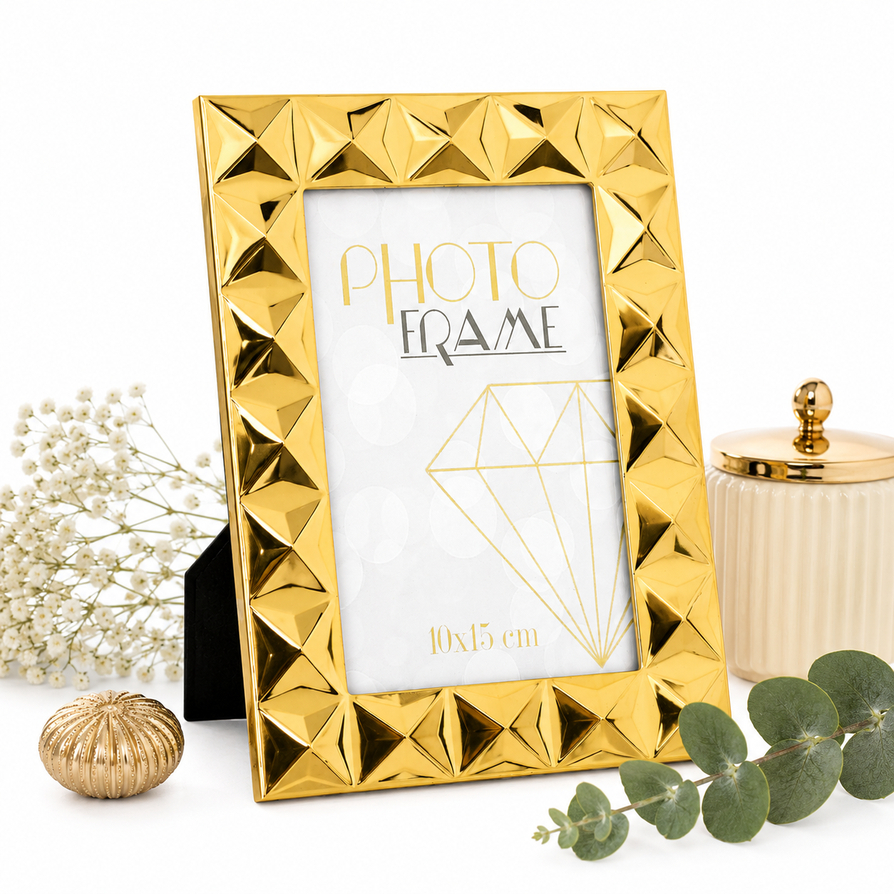złota ramka na zdjęcia 10x15 glamour