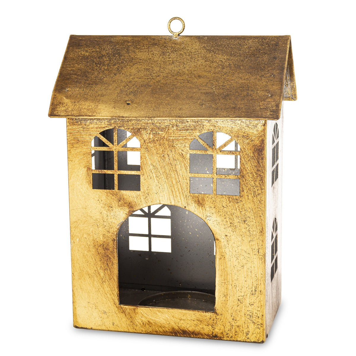 Figurka świąteczna Dekoracja Metalowa Domek złoty 29x21,5x14,5
