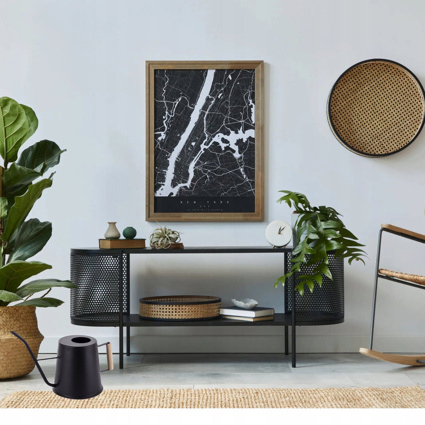 Konewka czarna metalowa loft ozdobna