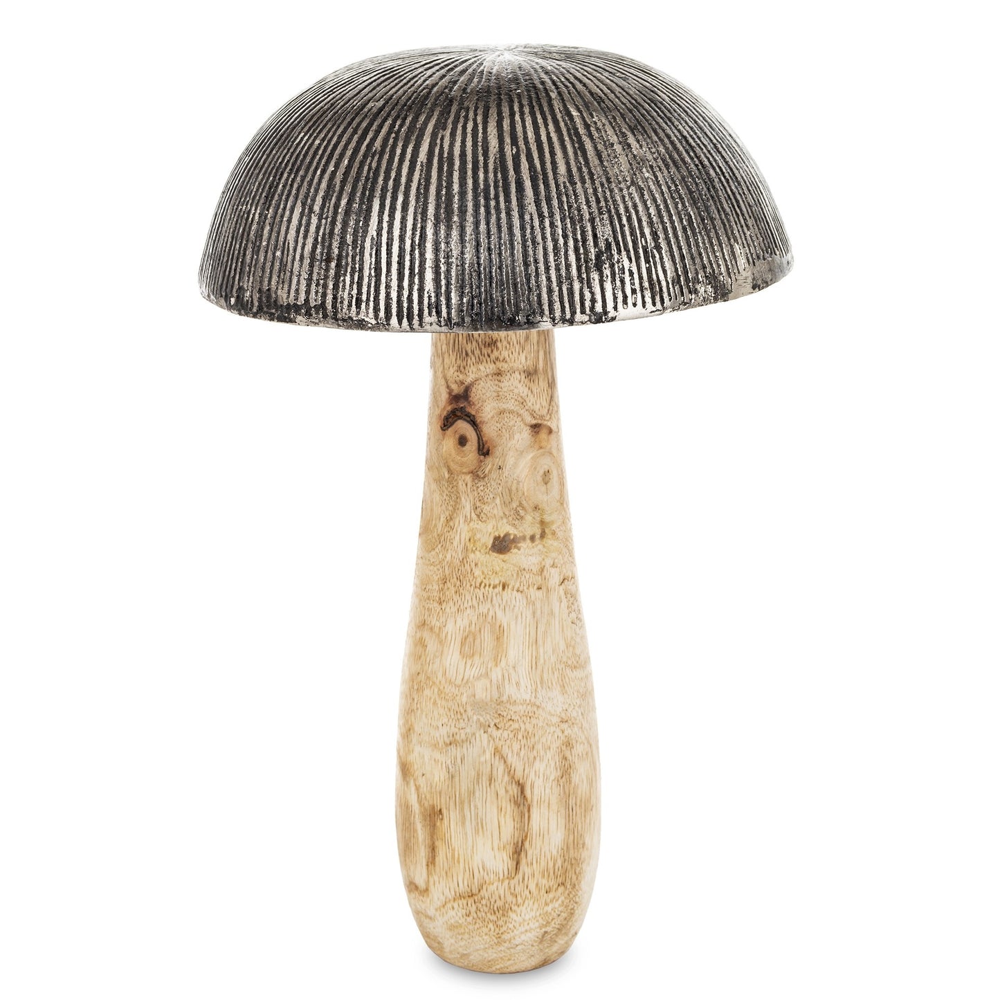 Figurka Grzyb 27x17x17cm jesienna ozdoba grzybek srebrna brązowa