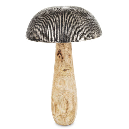 Figurka Grzyb 27x17x17cm jesienna ozdoba grzybek srebrna brązowa