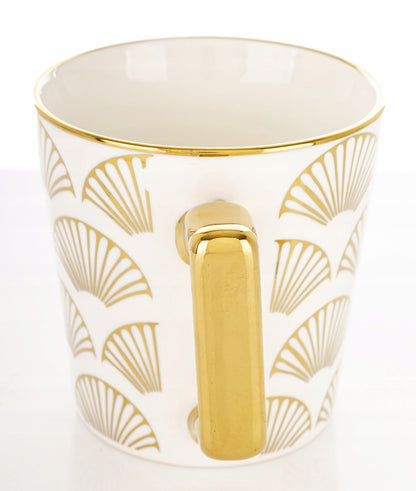 Porcelanowy Kubek elegancki złote ucho 310ml