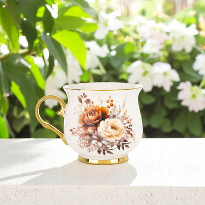Kubek w pudełku porcelana 450 ml filiżanka wzór w kwiaty prezentowy