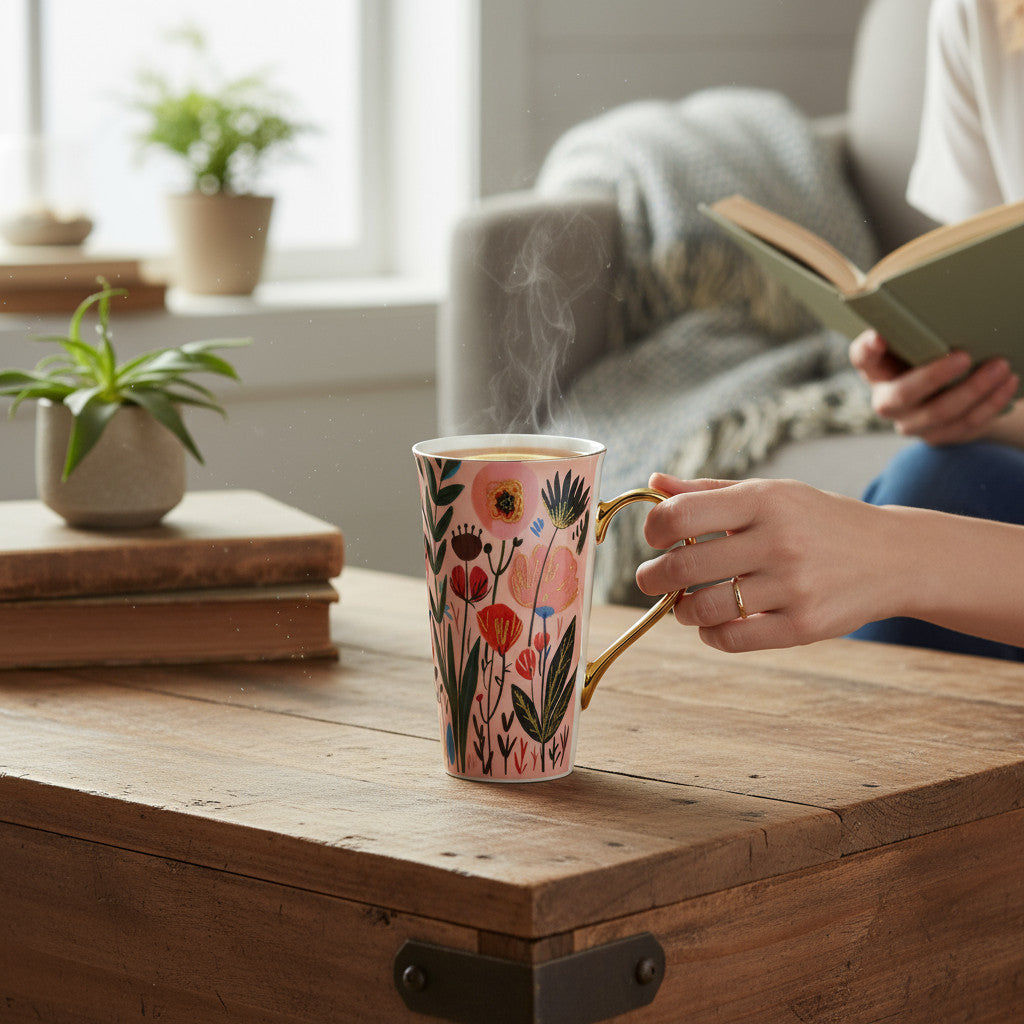 Porcelanowy Duży ozdobny kubek XXL w pudełku na prezent 700ml