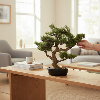 Drzewko Bonsai w czarnej doniczce sztuczne drzewko realistyczny wygląd 47cm