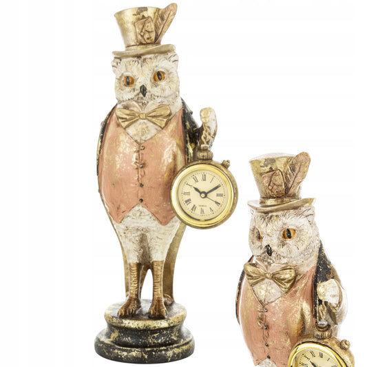 Figurka Pierrot sowa z zegarkiem Alicja w krainie czarów dekoracja vintage
