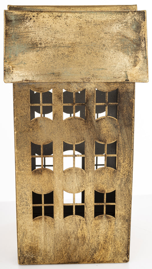Figurka świąteczna Dekoracja Metalowa Domek złoty 35x18,5x16,5