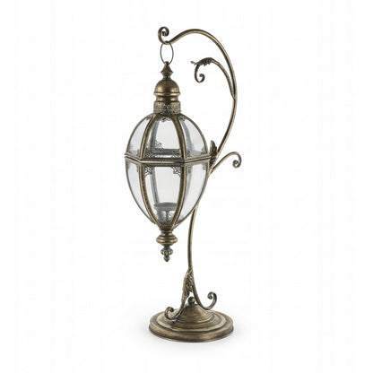 Lampion Złoty Retro Stojący Wiszący Świecznik Latarenka Metal Szkło 90 cm