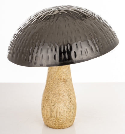 Figurka dekoracyjna grzyb drewniano-metalowa brązowo-złota 16x14x14 cm