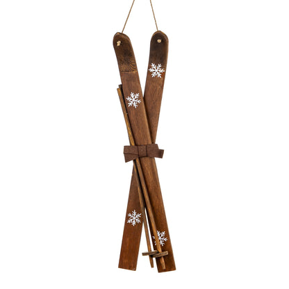 Figurka świąteczna brązowy drewno 86x14x6,5 wys. narty 60 cm Alpine