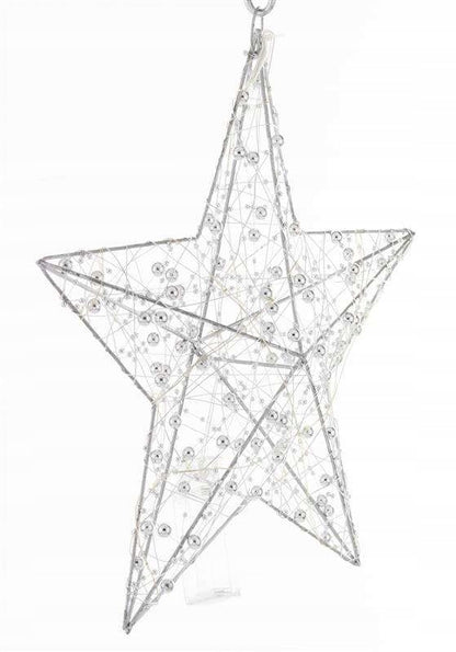 Gwiazda Led Oświetlenie Świąteczne srebrna gwiazdka duża 30cm na baterie