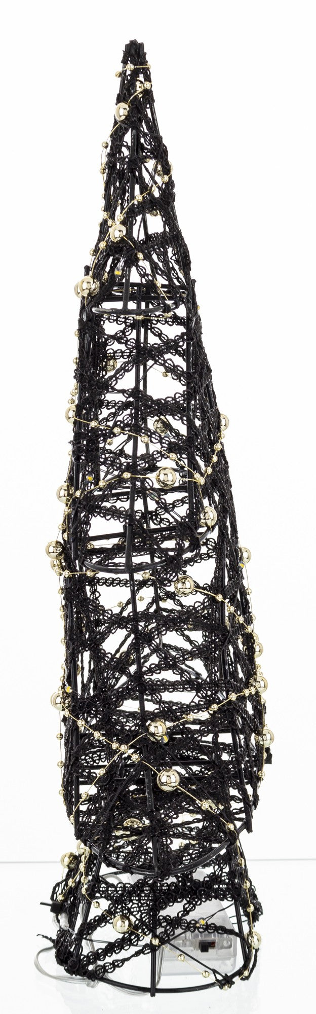 Ozdoba choinka LED z tworzywa czarno-złota 35x27x8 cm