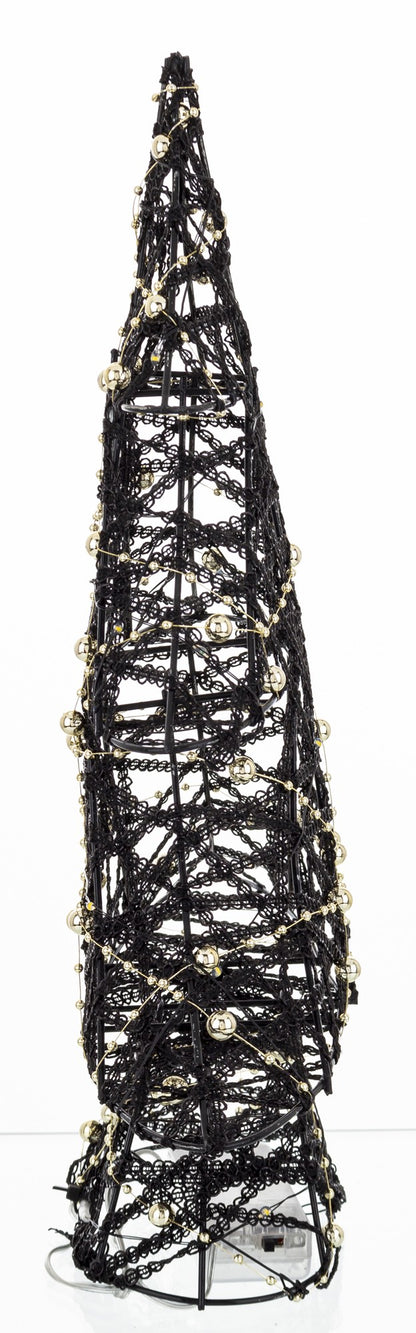 Ozdoba choinka LED z tworzywa czarno-złota 35x27x8 cm