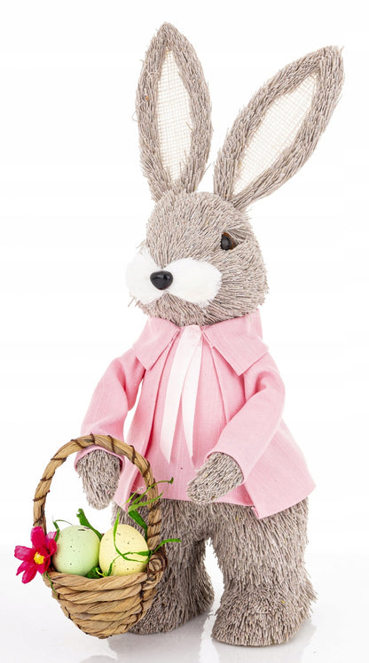 Figurka Wielkanocna Królik z Koszykiem 34 cm Dekoracja Ozdoba Zajączek