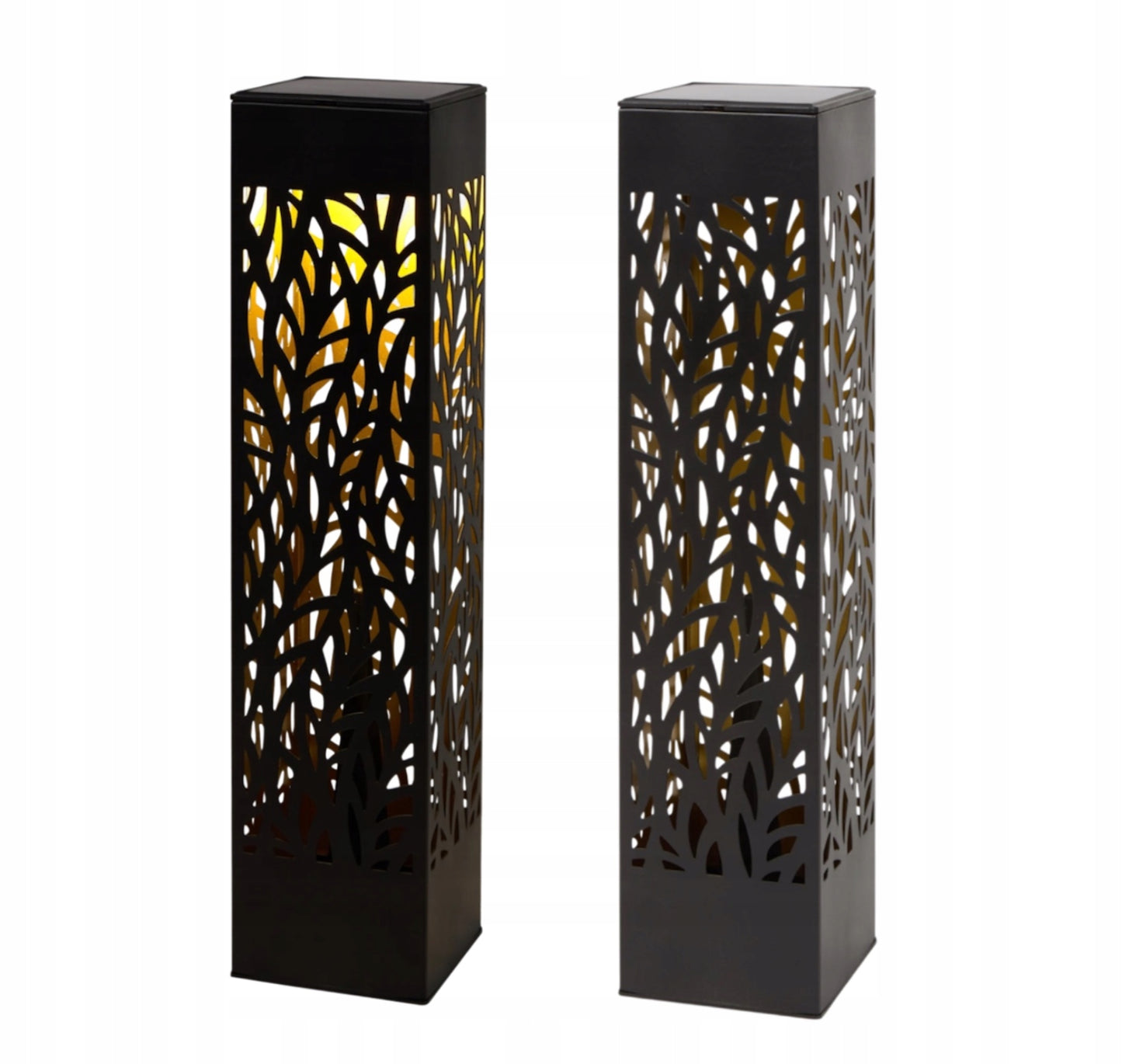 Lampa solarna ogrodowa czarna 53 cm ciepłe światło LED dekoracyjna słupek