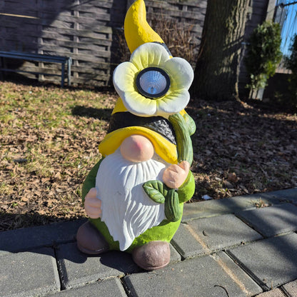 Solarny skrzat 18,5 x 16 x 41 cm Figurka ogrodowa krasnal lampa solarna