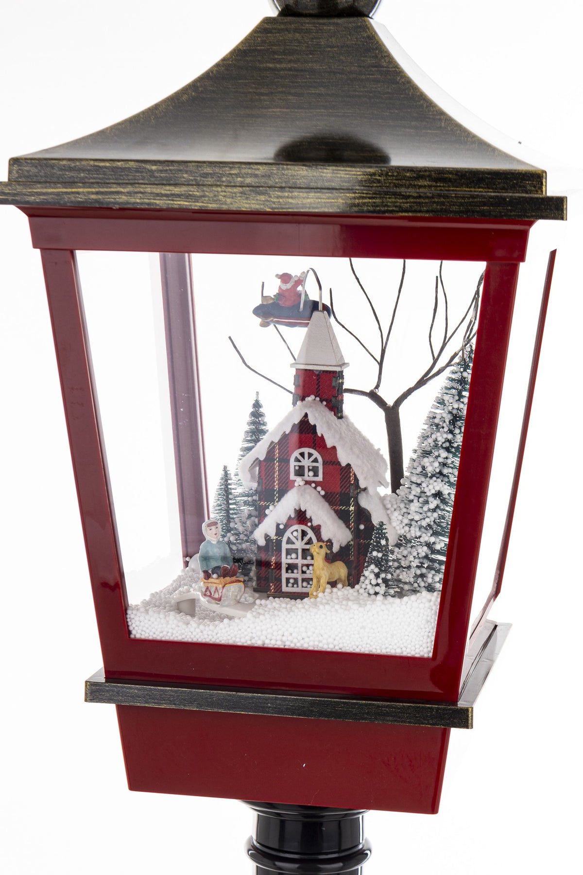 Dekoracja latarnia z pozytywką LED czarno-czerwona 185x37,5x37,5 cm