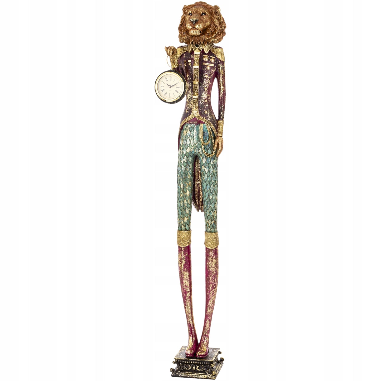Figurka Pierrot Lew z Zegarkiem Dekoracja Statuetka Retro Vintage 78cm