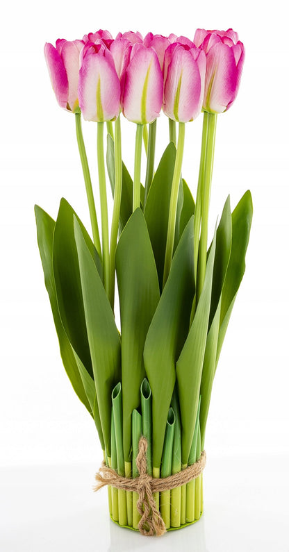 Bukiet Sztucznych Tulipanów tulipan różowy 38cm wiosenne kwiaty wielkanoc