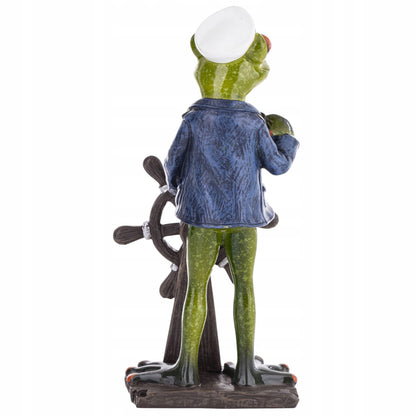 Ozdobna Figurka 18x9x6,5cm - Żaba marynarz Kapitan żabka na morzu