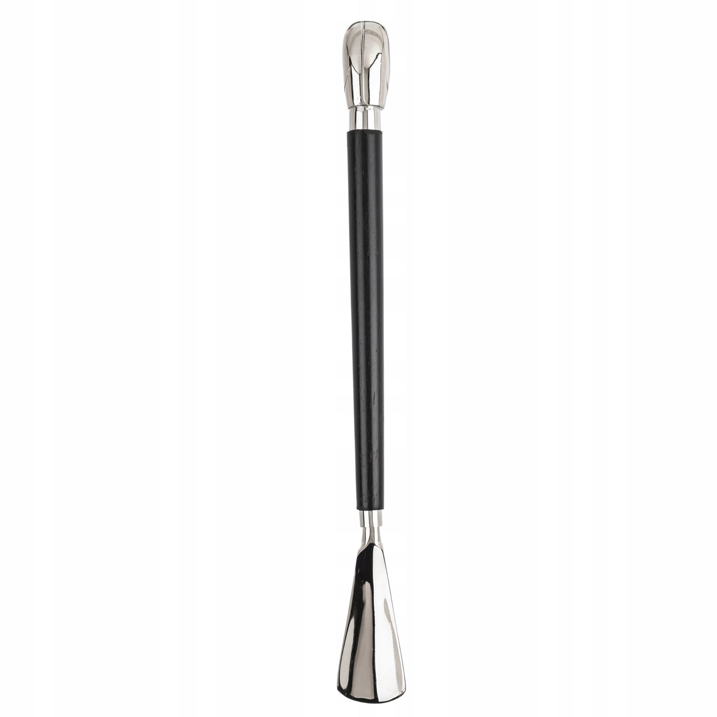 Długa łyżka do butów obuwia metalowa srebrna czarna pies elegancka 47 cm
