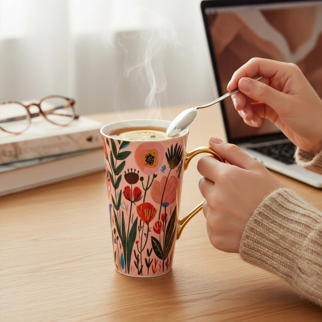 Porcelanowy Duży ozdobny kubek XXL w pudełku na prezent 700ml