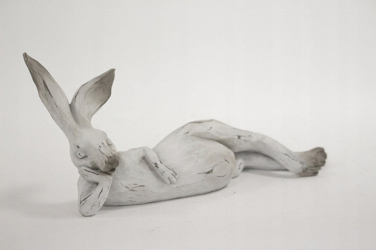 Figurka wielkanocna zając królik biały szary duży 46cm