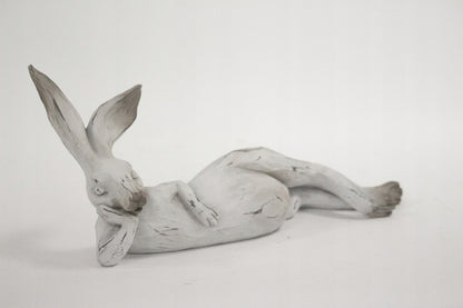 Figurka wielkanocna zając królik biały szary duży 46cm