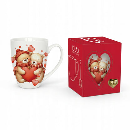 Kubek z zaparzaczem Serce 360 ml Misie z Sercami Porcelana Prezent