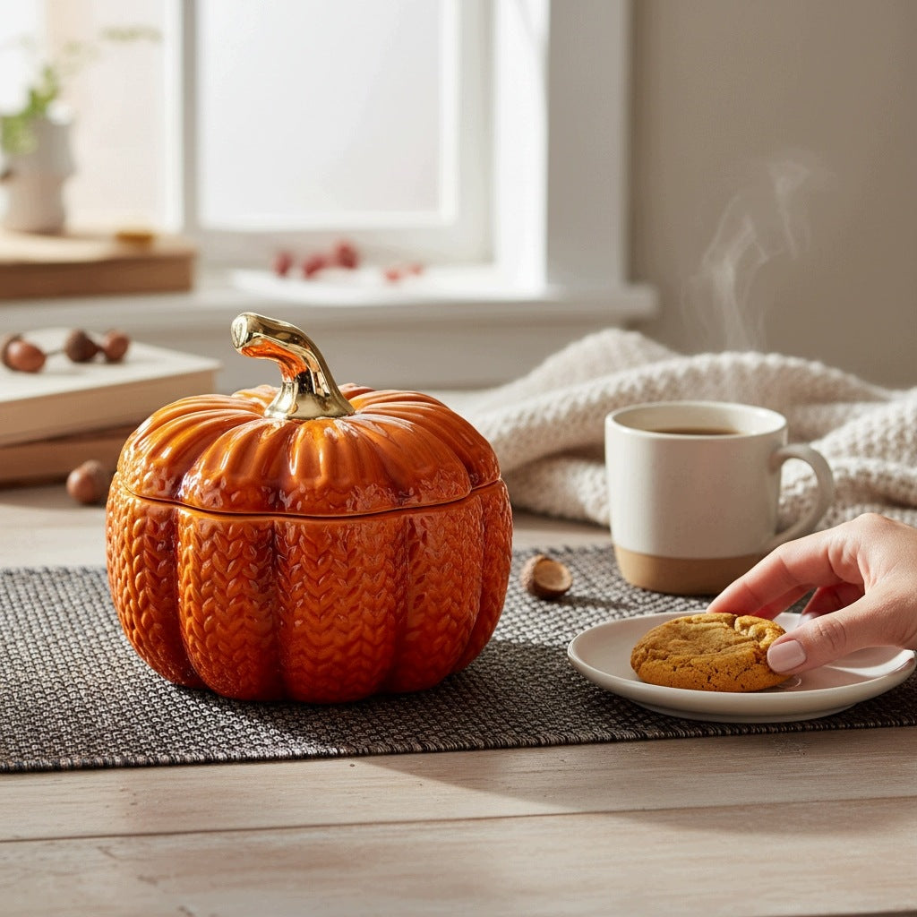 dynia pojemnik dekoracyjny ceramiczny igurka jesienna ozdoba halloween 13cm