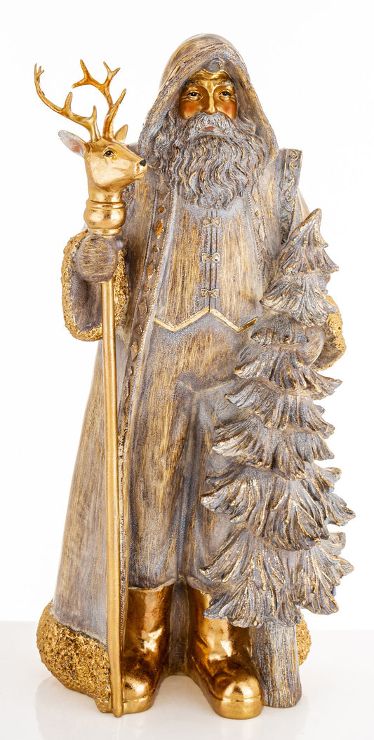 Figurka świąteczna Mikołaj złoty tworzywo sztuczne 50x25x21 cm Casa Roma