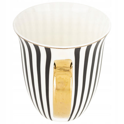 Kubek porcelana ozdobny w paski w pudełku na prezent duży 450 ml