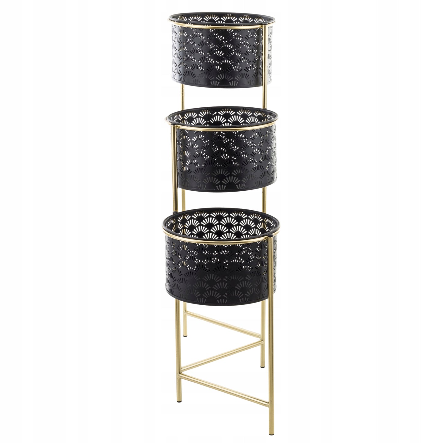 Kwietnik metalowy ażurowy czarny złoty loft glamour 70 cm