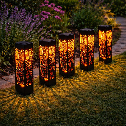 komplet 4 szt LAMPY LAMPA SOLARNE LED CZARNA DO OGRODU Ażurowy wzór