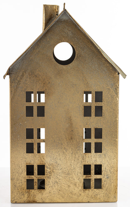 Figurka świąteczna Dekoracja Metalowa Domek złoty 36x21x21