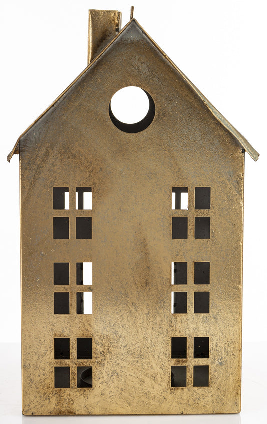 Figurka świąteczna Dekoracja Metalowa Domek złoty 36x21x21