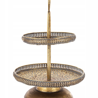 Patera dekoracyjna etażerka taca złota metalowa 55x37 cm
