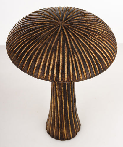 Figurka dekoracyjna grzyb drewniana brązowa 21x14x14 cm