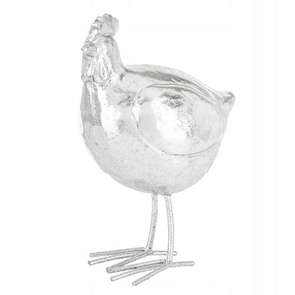 figurka wielkanocna kura srebrna kurka 16 cm