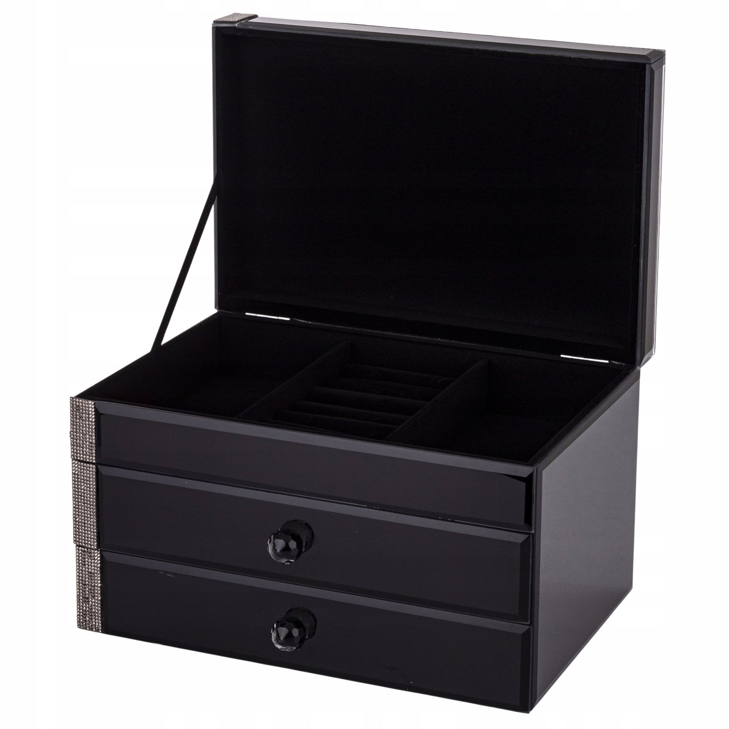 Szkatułka na biżuterię szklana premium z szufladkami pudełko organizer