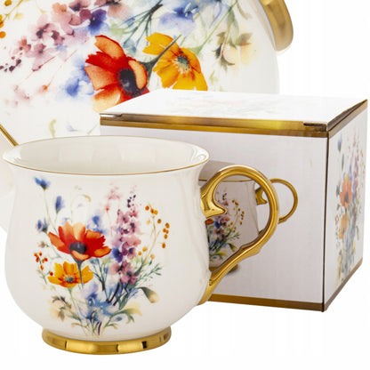 Kubek w pudełku porcelana 450 ml filiżanka wzór w kwiaty
