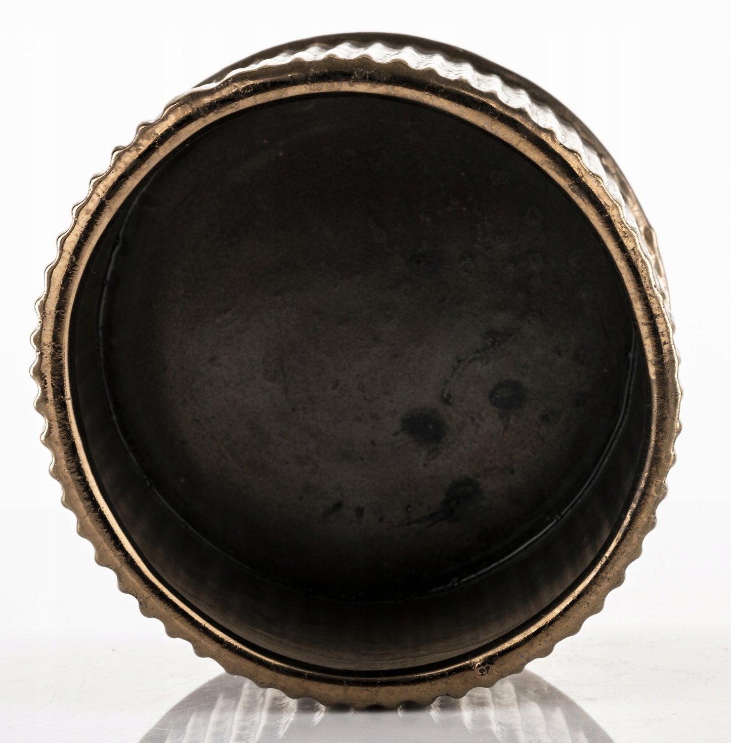 Osłonka 11x14x14 cm ceramika brązowa złota doniczka antique ryflowana