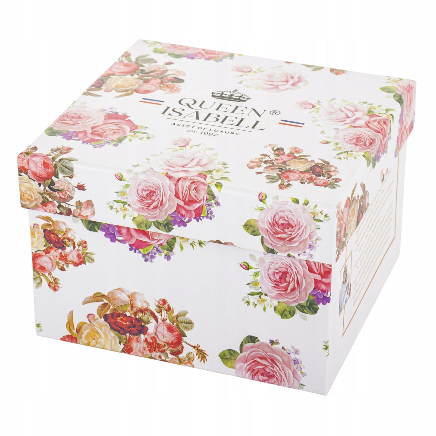 Kubek porcelanowy 400 ml w róże elegancki kubek kwiatowy prezent w pudełku