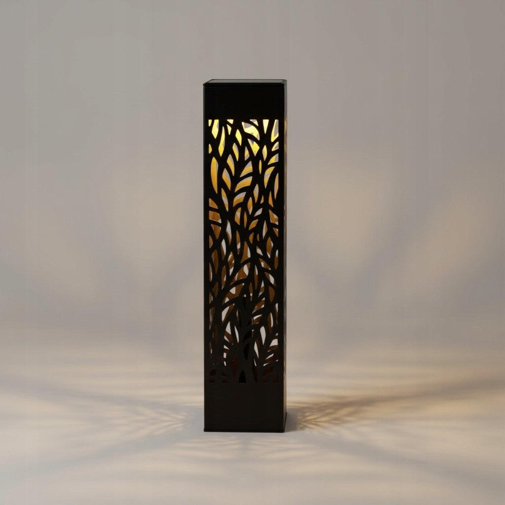 Lampa solarna ogrodowa czarna 53 cm ciepłe światło LED dekoracyjna słupek