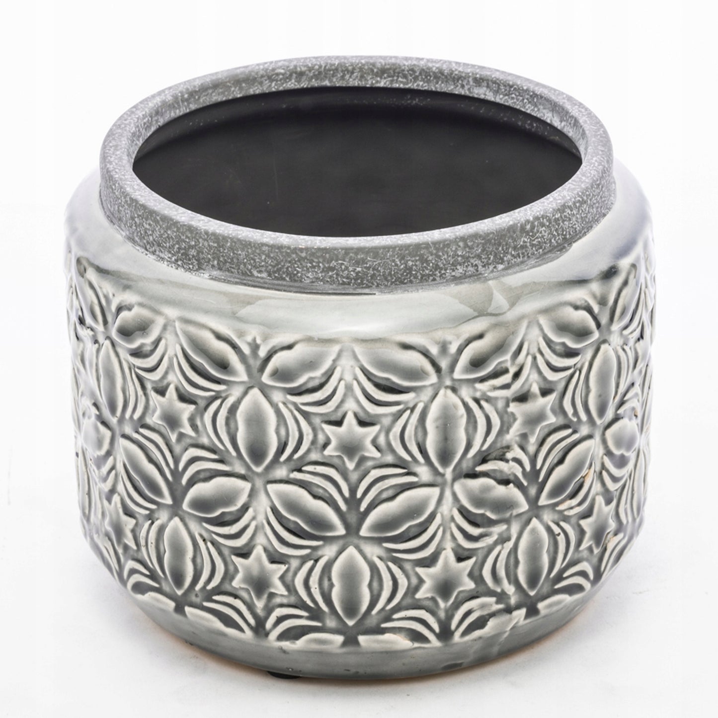 Osłonka ceramiczna 13,5x15,5 cm szara brązowa doniczka