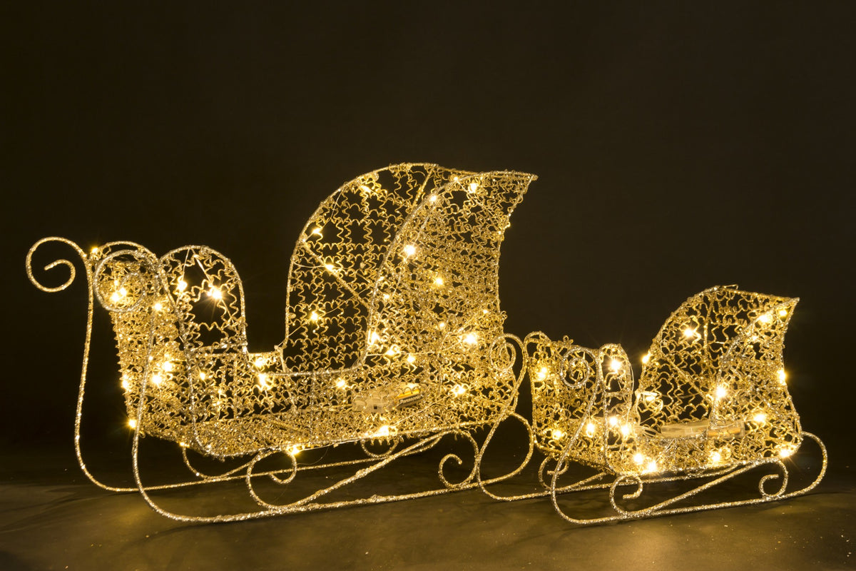 Ozdoba Sanie Led Kpl. 2 Szt złoty tworzywo sztuczne 21x35x14 36x46x21 cm