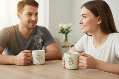 Kubek filizanka walentynki na prezent złoty 385ml dekoracyjny