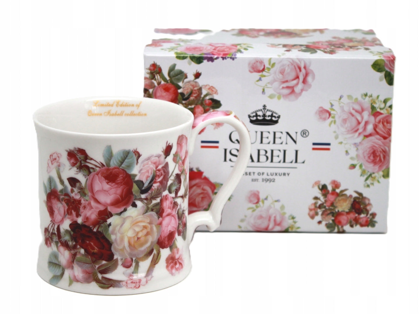 Kubek porcelanowy w kwiaty Queen Isabell porcelana w pudełku 360 ml